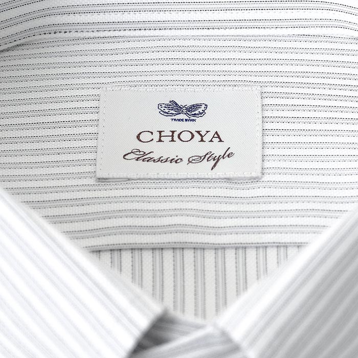 長袖ボタンダウン グレー ワイシャツ スリムフィット CHOYA Classic Style