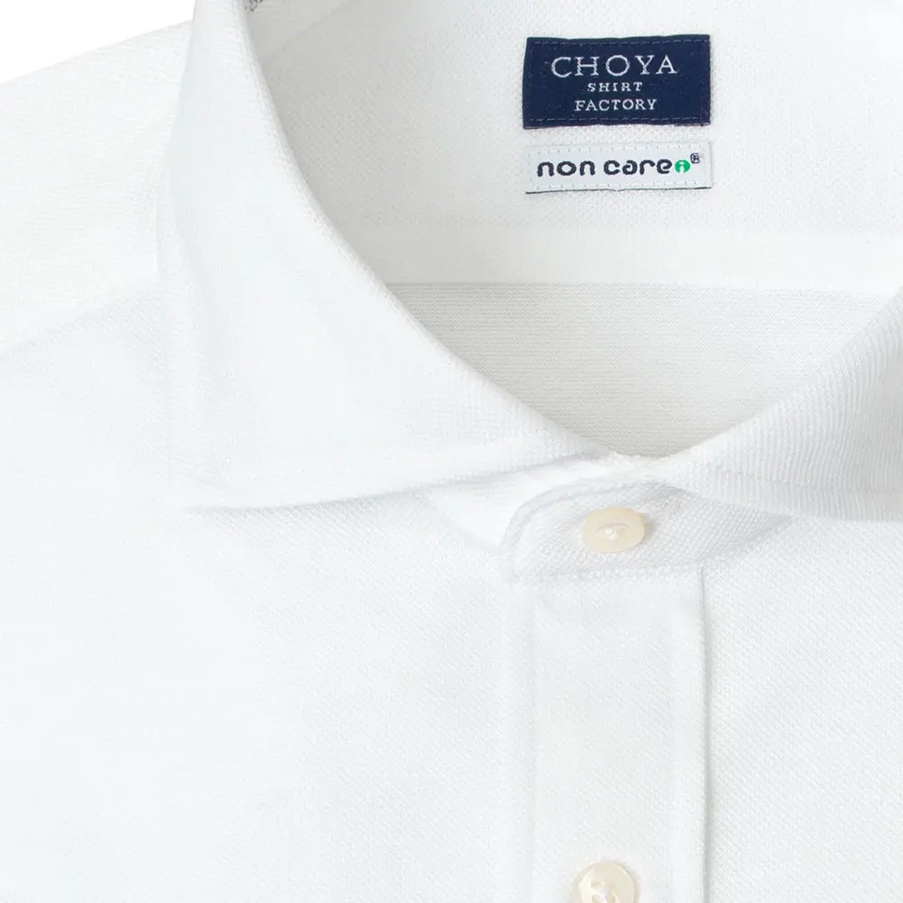 ニットシャツ(裄詰不可) 無地 ホワイト ニット CHOYA SHIRT FACTORY