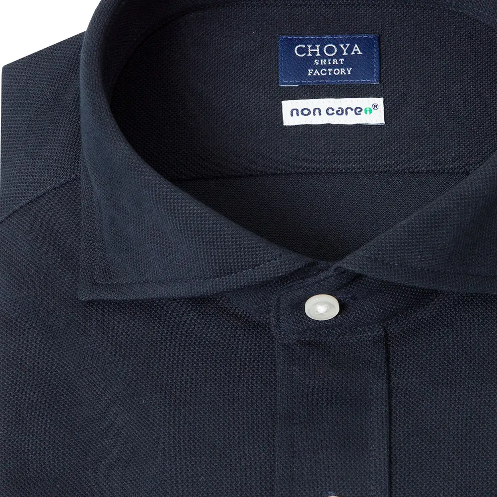 ニットシャツ(裄詰不可) 無地 ネイビー ニット CHOYA SHIRT FACTORY