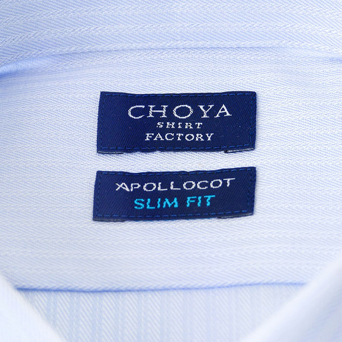 CHOYA SHIRT FACTORY スリムフィット 長袖セミワイドカラー　 ブルー ワイシャツ
