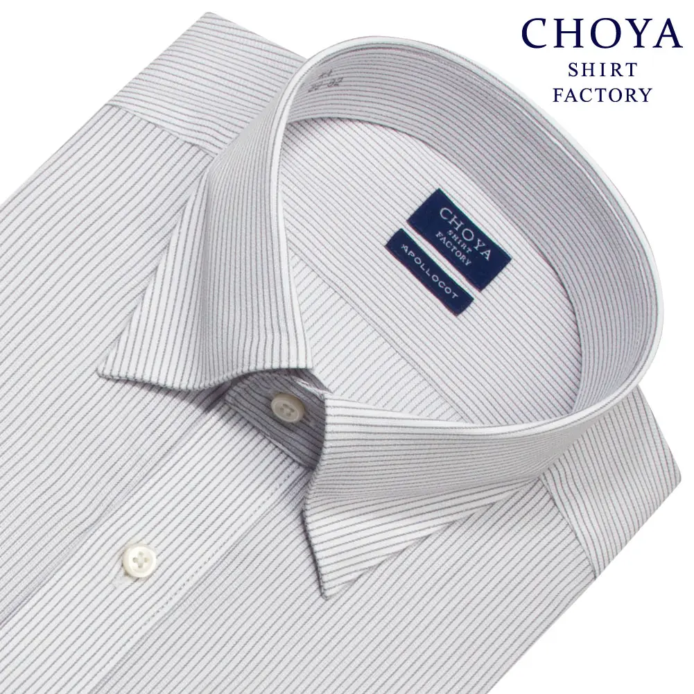 ワイシャツ ストライプ グレー ドビー CHOYA SHIRT FACTORY