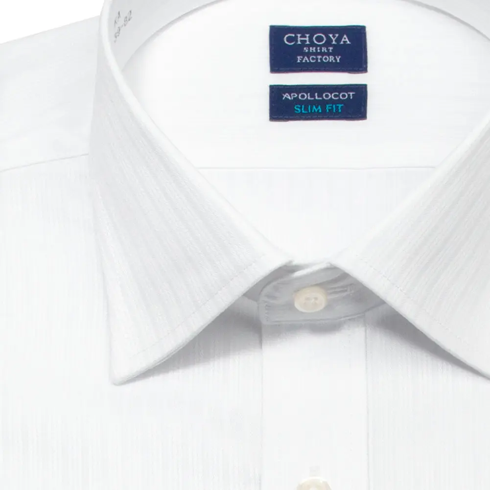 ワイシャツ スリムフィット ストライプ ホワイト ドビー CHOYA SHIRT FACTORY