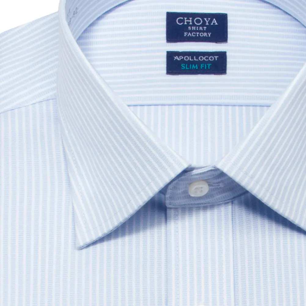 ワイシャツ スリムフィット ストライプ ブルー ドビー CHOYA SHIRT FACTORY