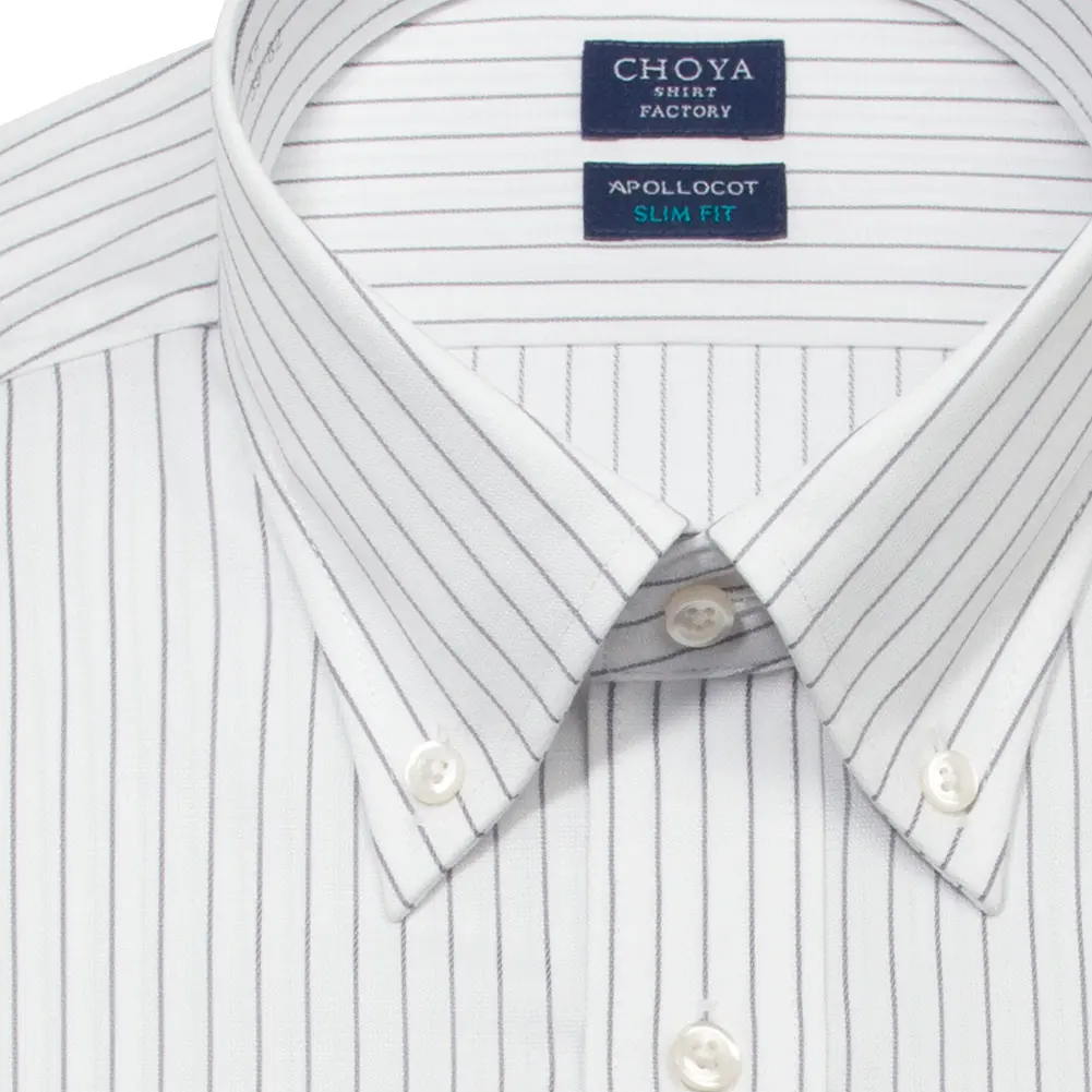 ワイシャツ スリムフィット ストライプ グレー CHOYA SHIRT FACTORY