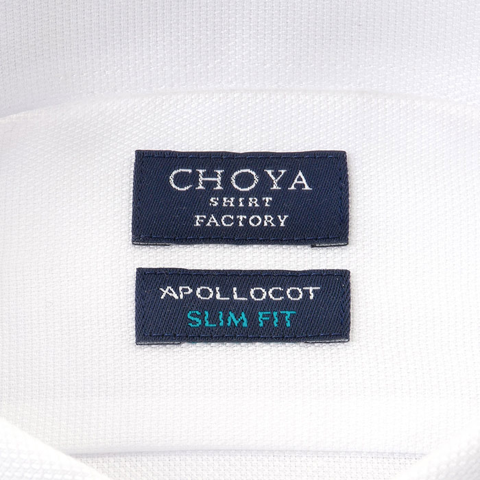 CHOYA SHIRT FACTORY スリムフィット 長袖ボタンダウン ホワイト ワイシャツ
