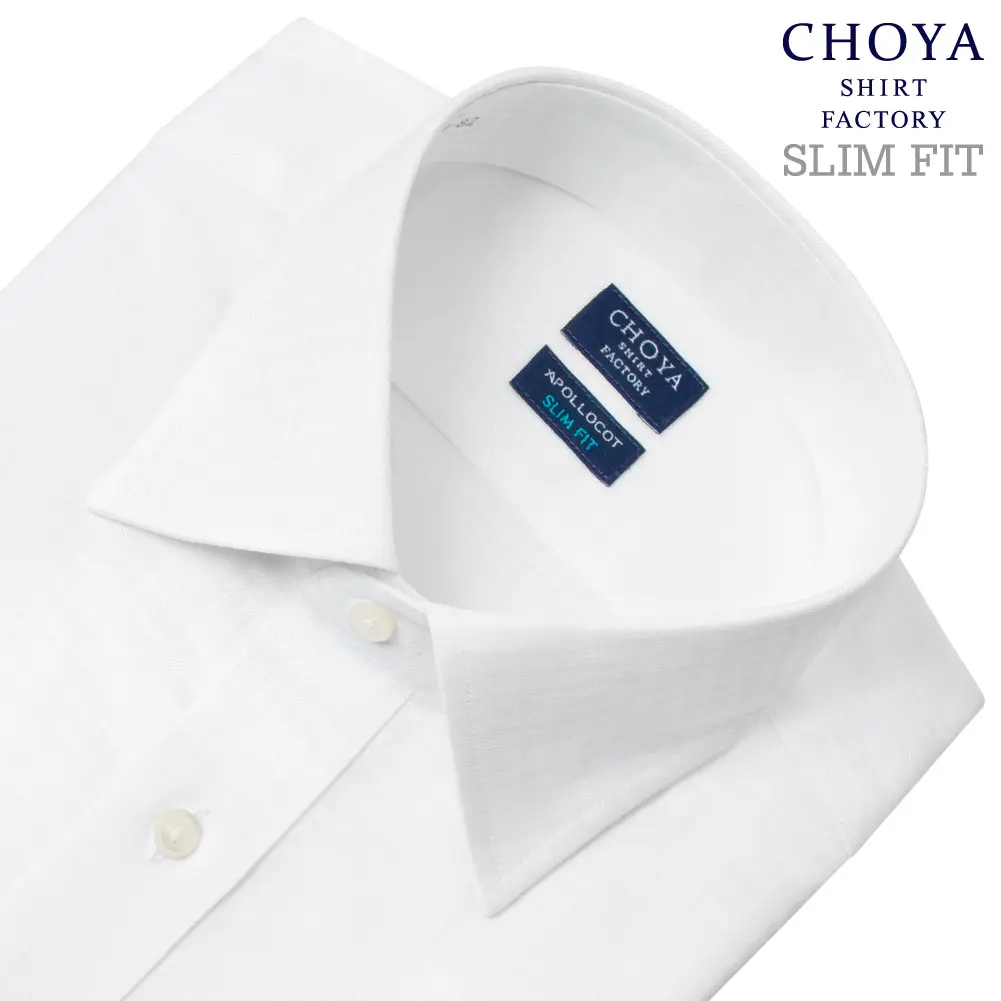 ワイシャツ スリムフィット チェック ホワイト ドビー CHOYA SHIRT FACTORY