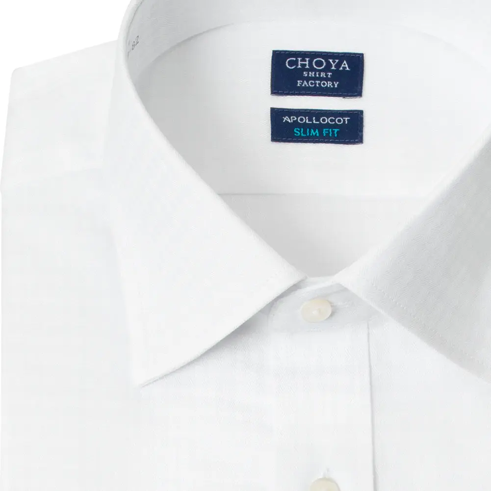 ワイシャツ スリムフィット チェック ホワイト ドビー CHOYA SHIRT FACTORY