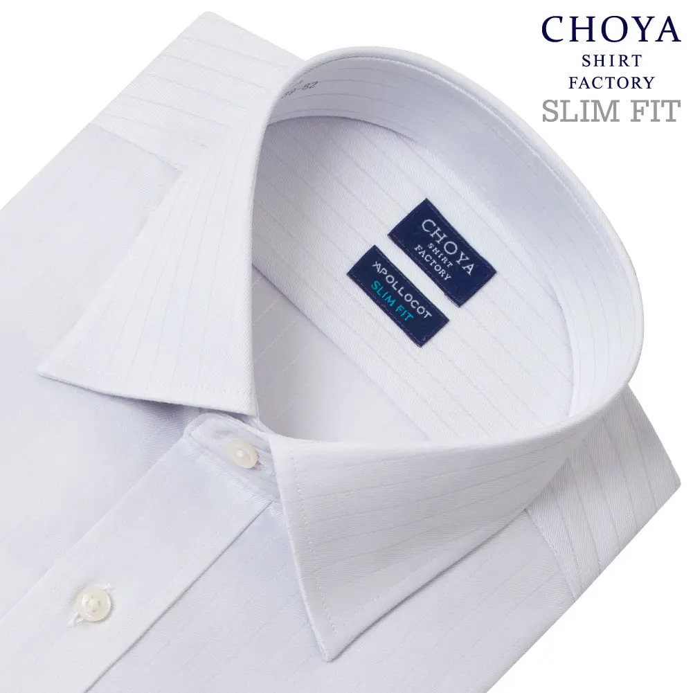 ワイシャツ スリムフィット ストライプ グレー ドビー CHOYA SHIRT FACTORY