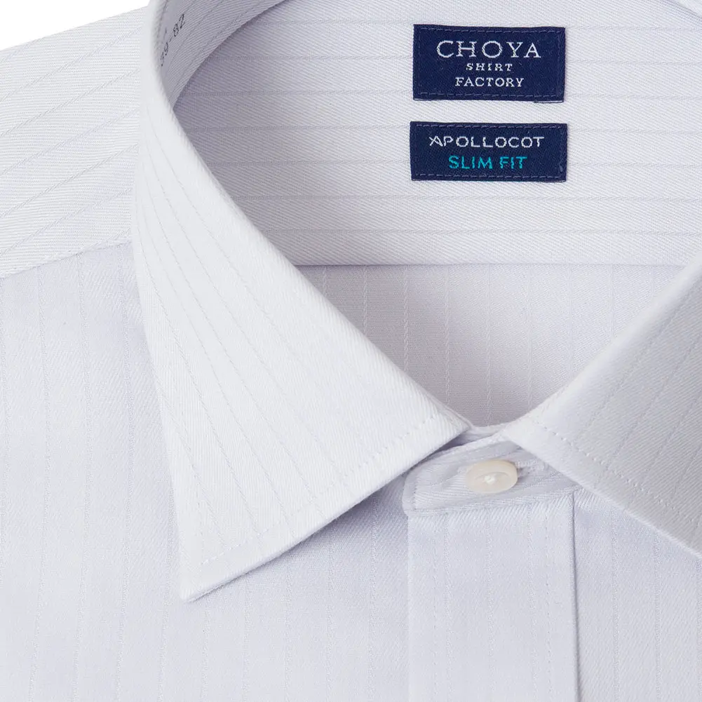 ワイシャツ スリムフィット ストライプ グレー ドビー CHOYA SHIRT FACTORY