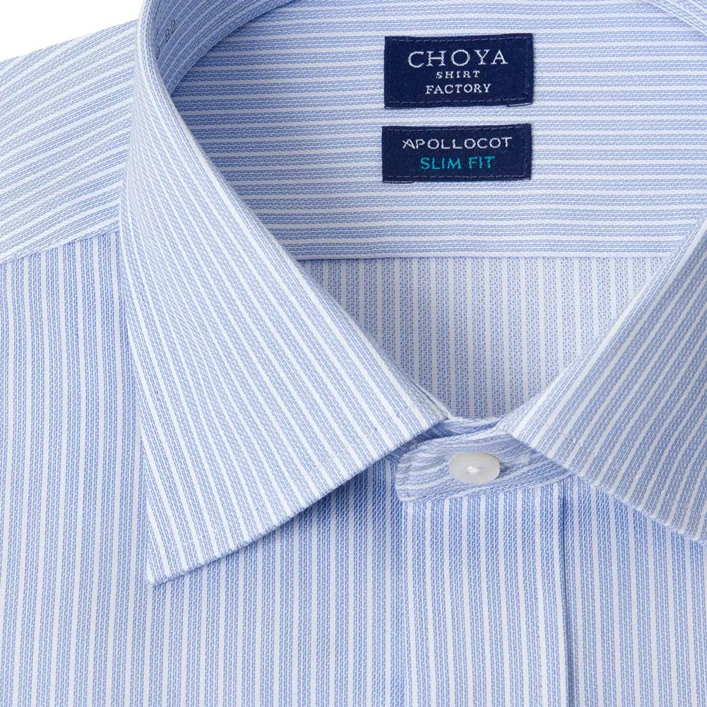 ワイシャツ スリムフィット ストライプ ブルー ドビー CHOYA SHIRT FACTORY