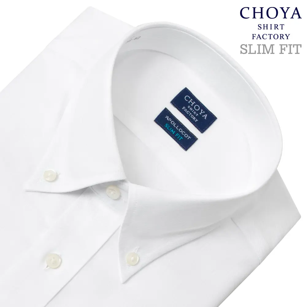 ワイシャツ スリムフィット ストライプ ホワイト ドビー CHOYA SHIRT FACTORY