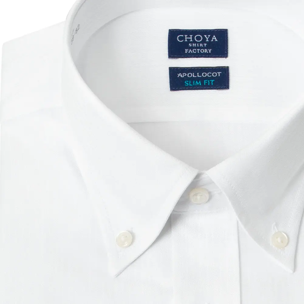 ワイシャツ スリムフィット ストライプ ホワイト ドビー CHOYA SHIRT FACTORY