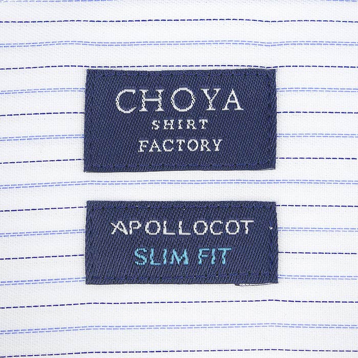 CHOYA SHIRT FACTORY スリムフィット 長袖ワイドカラー ブルー ワイシャツ