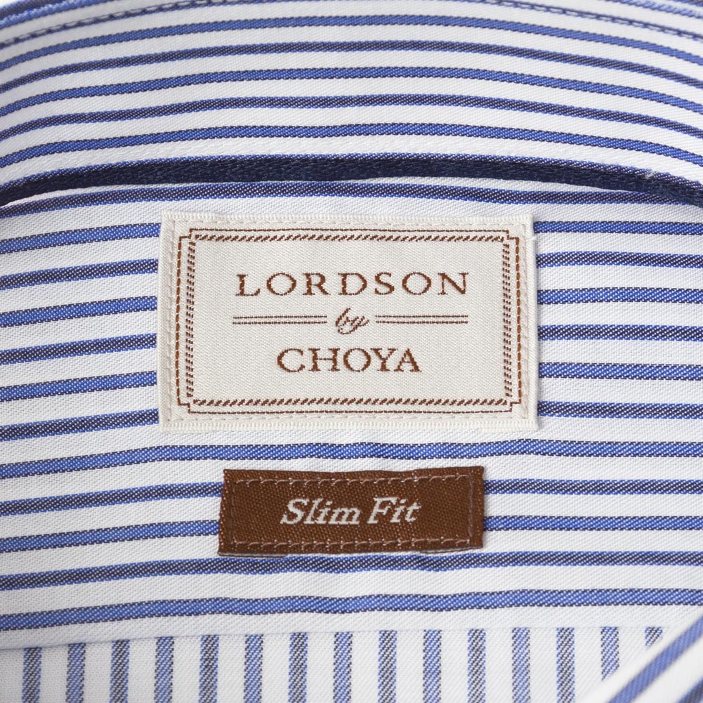 ワイシャツ スリムフィット ストライプ ネイビー LORDSON by CHOYA