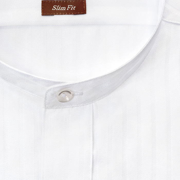 LORDSON by CHOYA スリムフィット 長袖スタンドカラー ホワイト ワイシャツ