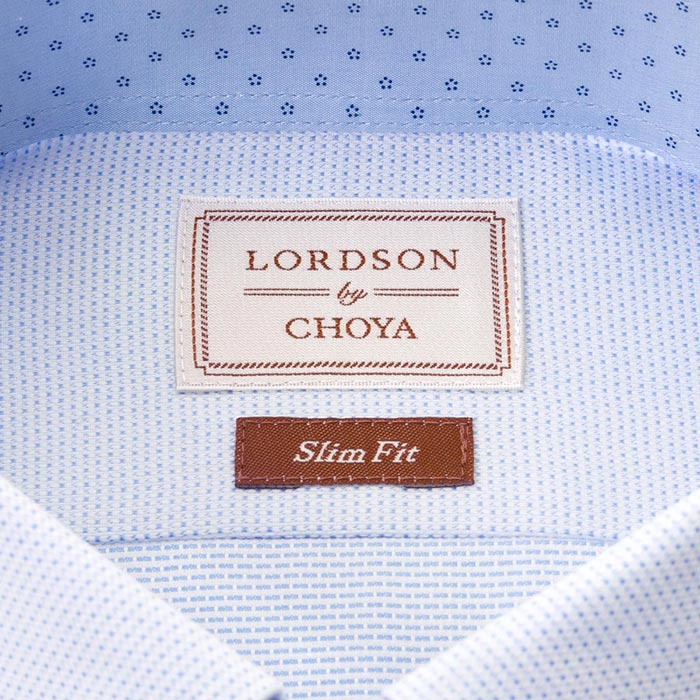 LORDSON by CHOYA スリムフィット 長袖ボタンダウン ブルー ワイシャツ