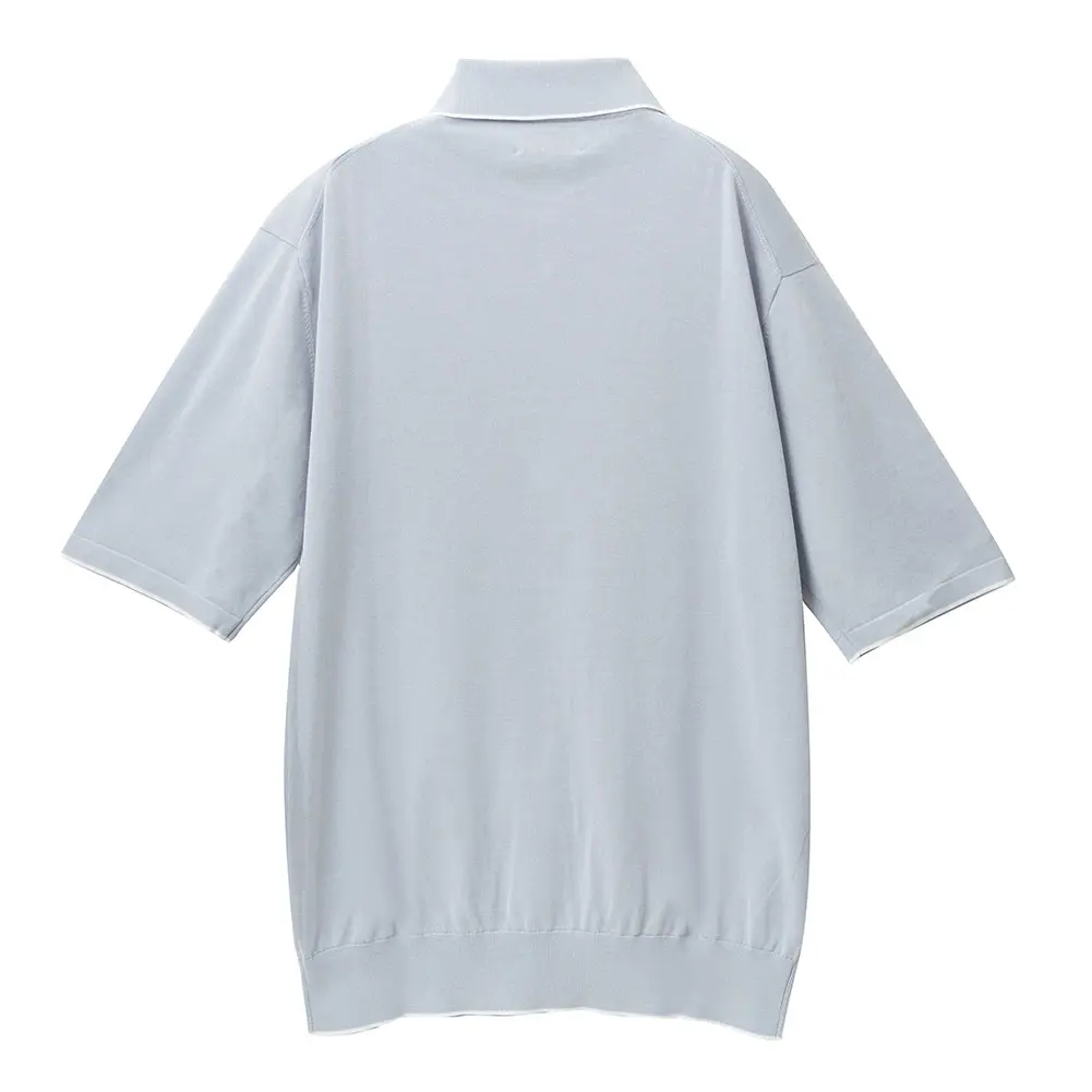 ニットシャツ CHOYA URBAN STYLE  ニット 天竺編み 半袖 ポロシャツ ブルー サックス 抗菌 防臭 綿100％