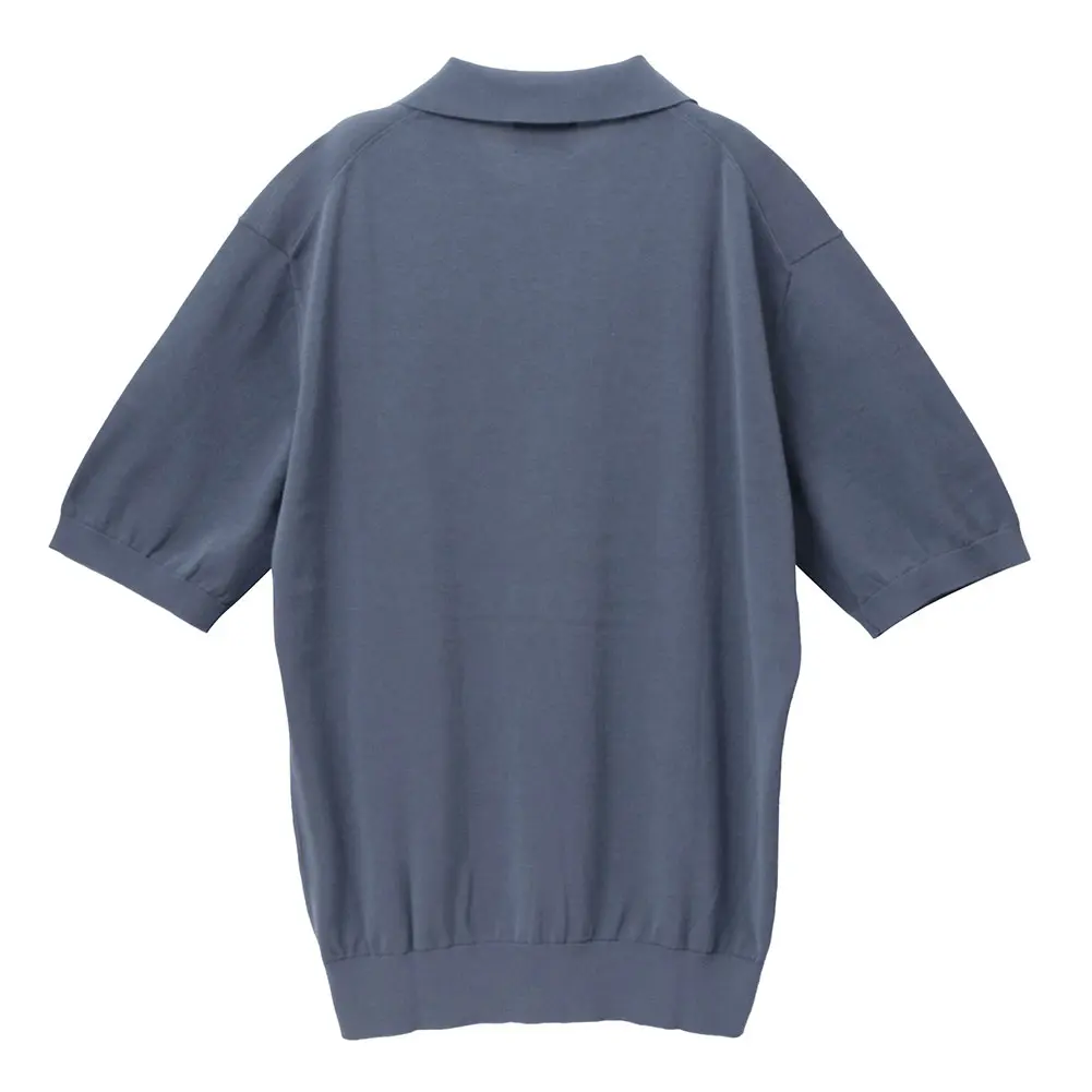 ニットシャツ CHOYA URBAN STYLE ニット 天竺編み 半袖 ポロシャツ スキッパー ネイビー 紺 抗菌 防臭 綿100％