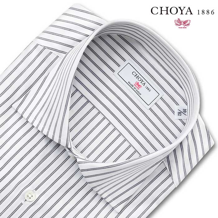 ワイシャツ ストライプ グレー ドビー CHOYA1886