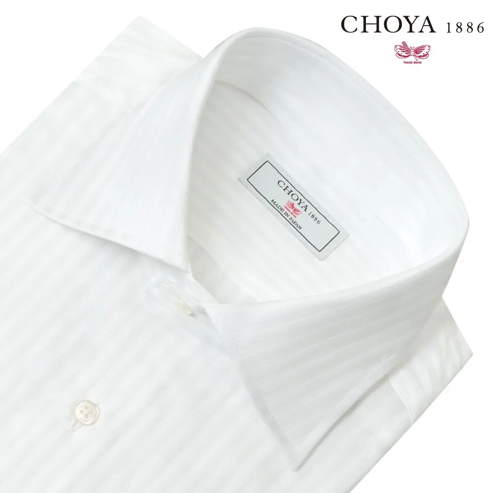 WEB限定 ワイシャツ ストライプ ホワイト ドビー CHOYA1886