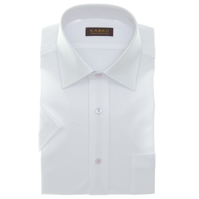 KAZAC 半袖ワイドカラー ホワイト ワイシャツ