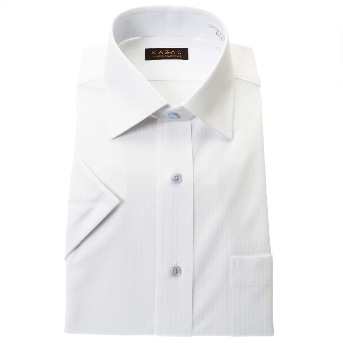 KAZAC 半袖 ニットシャツ(裄詰不可)ワイドカラー　 ホワイト ワイシャツ