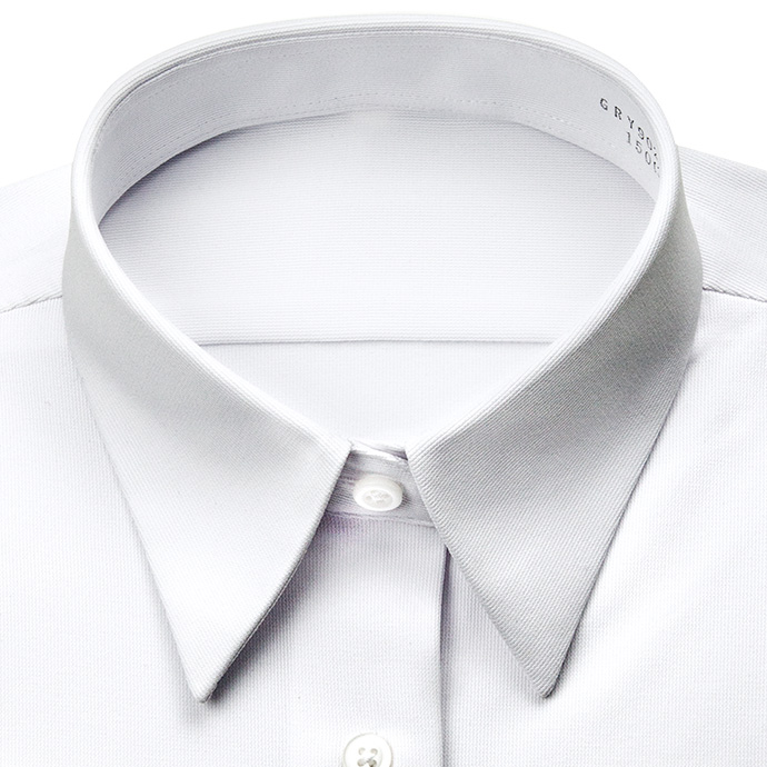 女児学校用 ストレッチ 半袖 白ブラウス スクールシャツ角襟  襟付き ノーアイロンシャツ