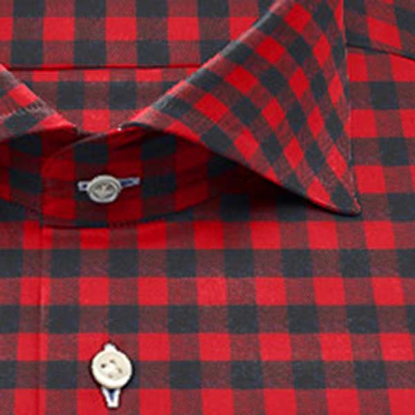 綿 100%｜ パターンオーダーシャツ　赤 × ブルー