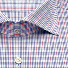 綿 100%｜ パターンオーダーシャツ　赤 × 濃紺