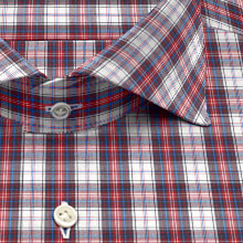 綿 100%｜ パターンオーダーシャツ　赤 × 濃紺