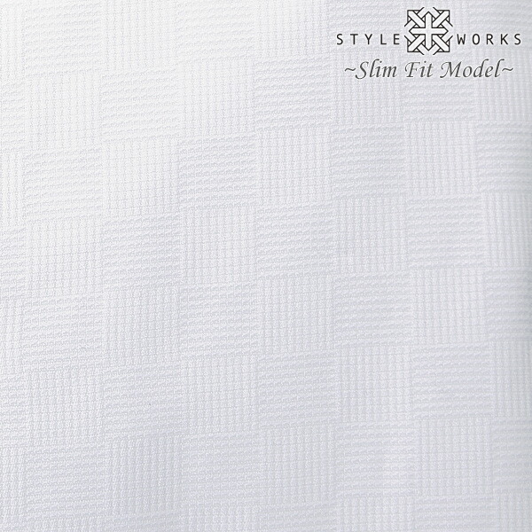 STYLE WORKS(スタイルワークス) 長袖ダブルカラーボタンダウン ホワイト ワイシャツ