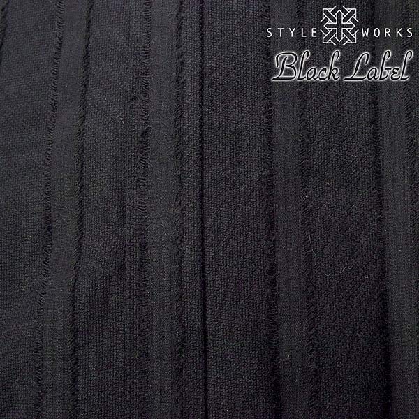 長袖ショートカラー ブラック ワイシャツ スリムフィット STYLE WORKS