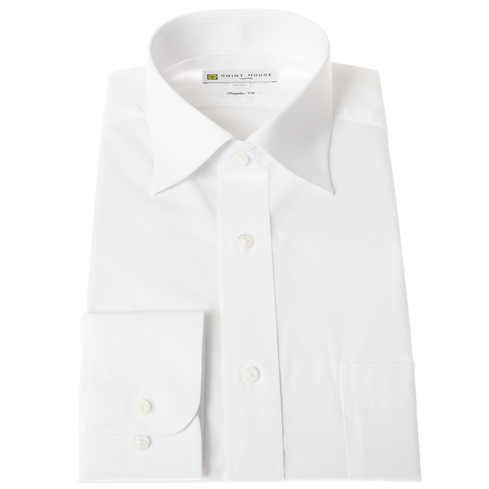 SHIRT HOUSE・ホワイトレーベル 長袖レギュラーカラー　 ホワイト ワイシャツ