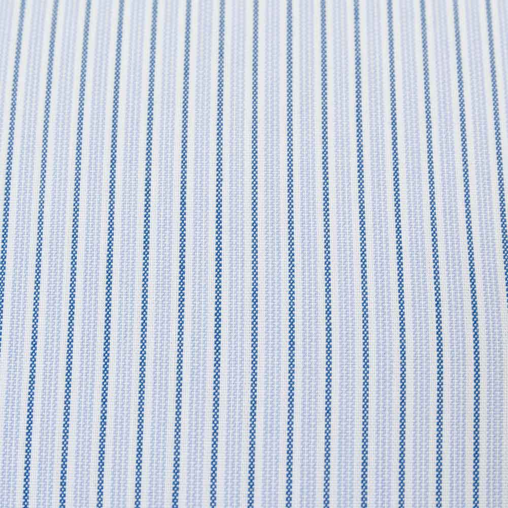 ワイシャツ ストライプ ブルー オーガニックコットンブレンド SHIRT HOUSE・ブルーレーベル