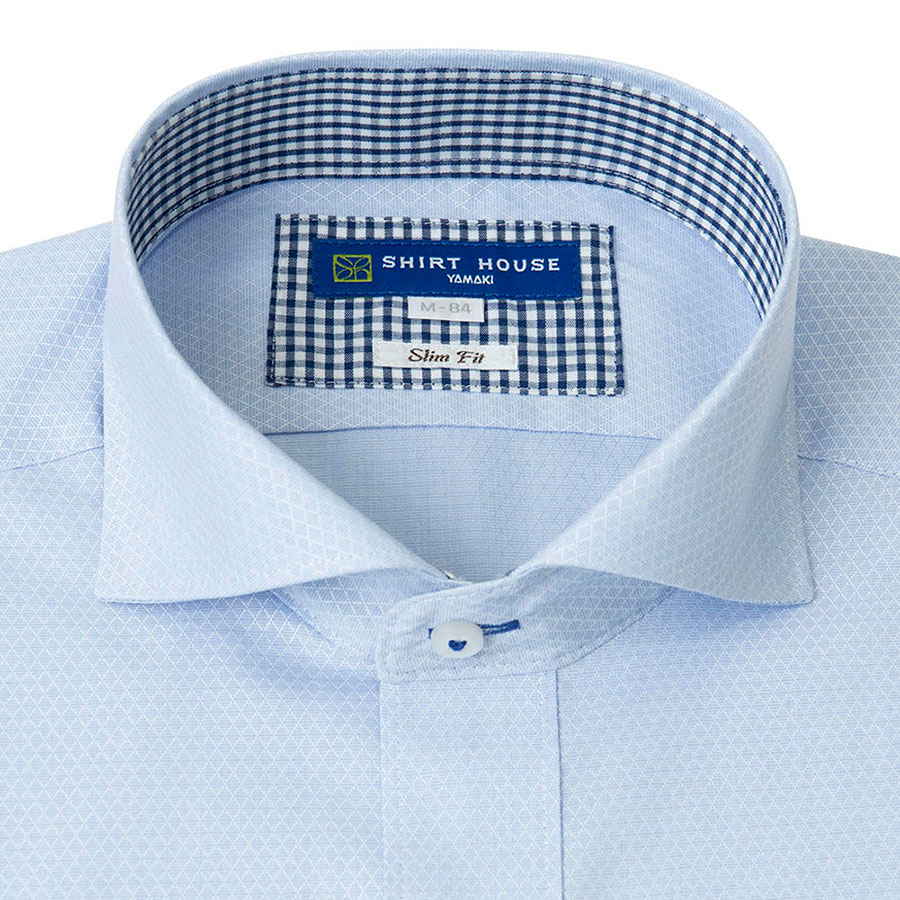 ワイシャツ スリムフィット ブルー ドビー フラボノ 吸水速乾 エバーフィール SHIRT HOUSE・ブルーレーベル