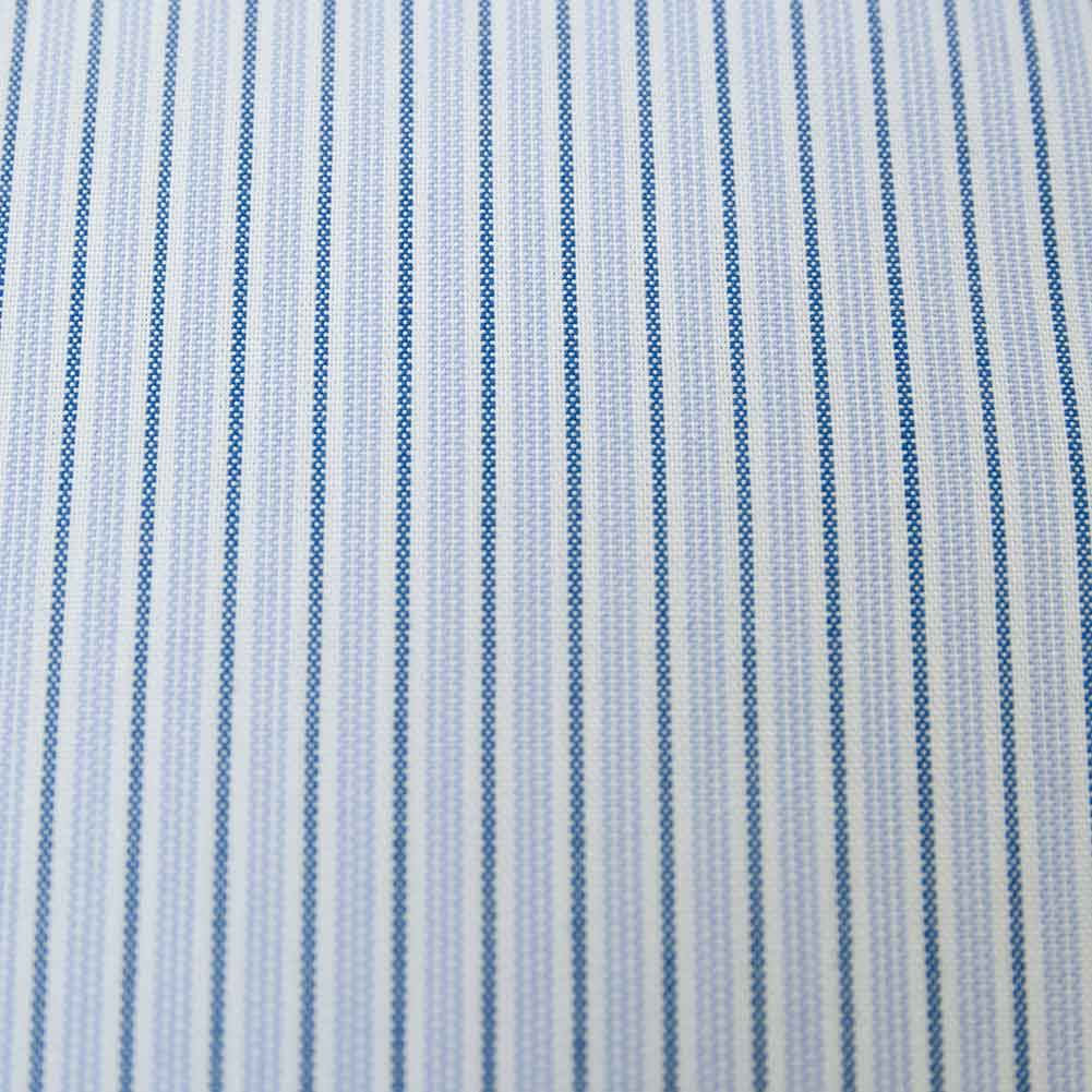 ワイシャツ スリムフィット ストライプ ブルー オーガニックコットンブレンド SHIRT HOUSE・ブルーレーベル
