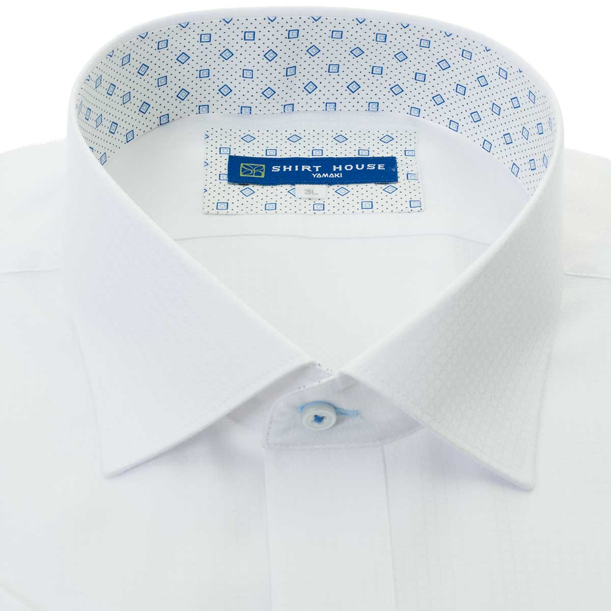 SHIRT HOUSE・ブルーレーベル 半袖 ワイドカラー ホワイト ワイシャツ