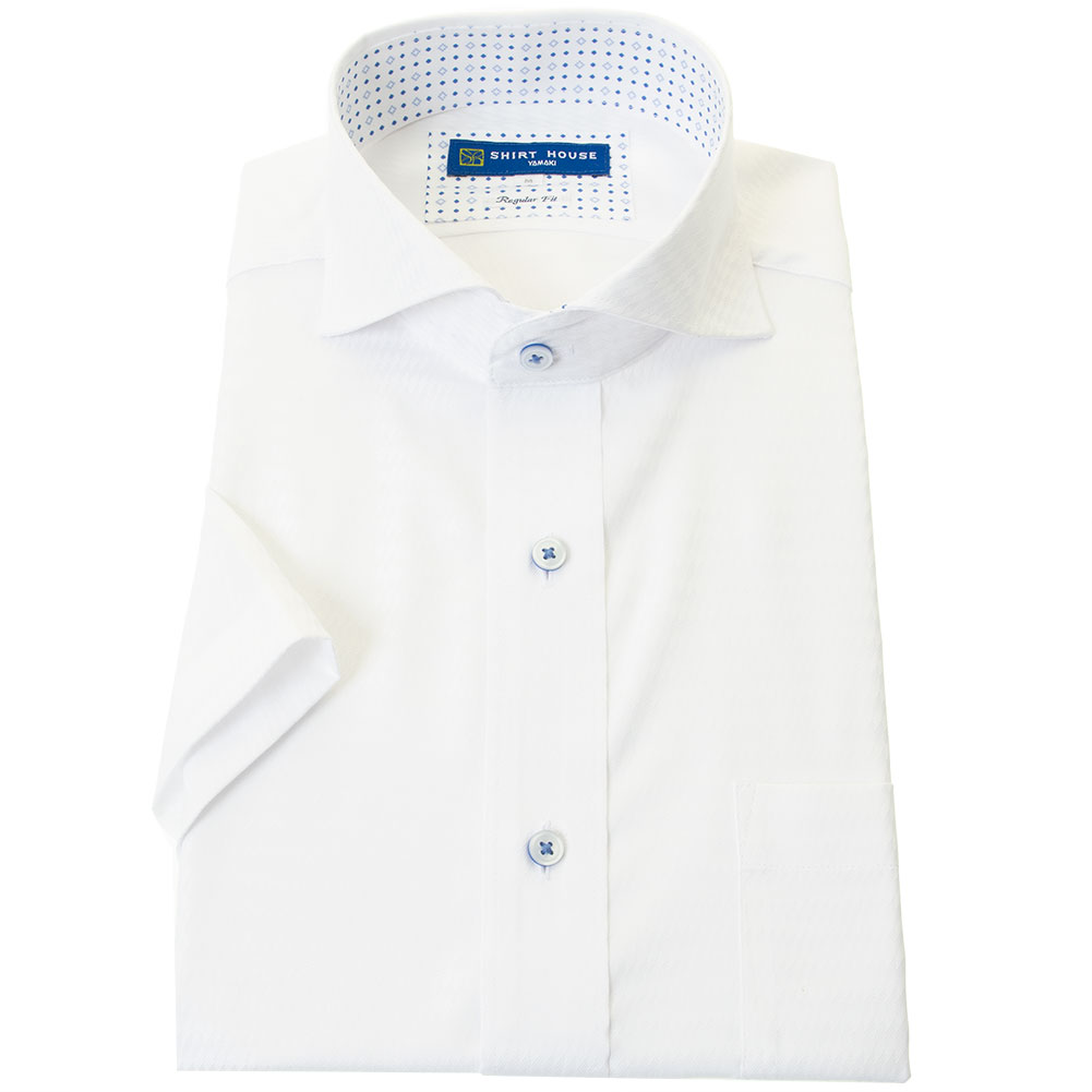 半袖ワイシャツ ホワイト ドビー フラボノ エバーフィール SHIRT HOUSE・ブルーレーベル