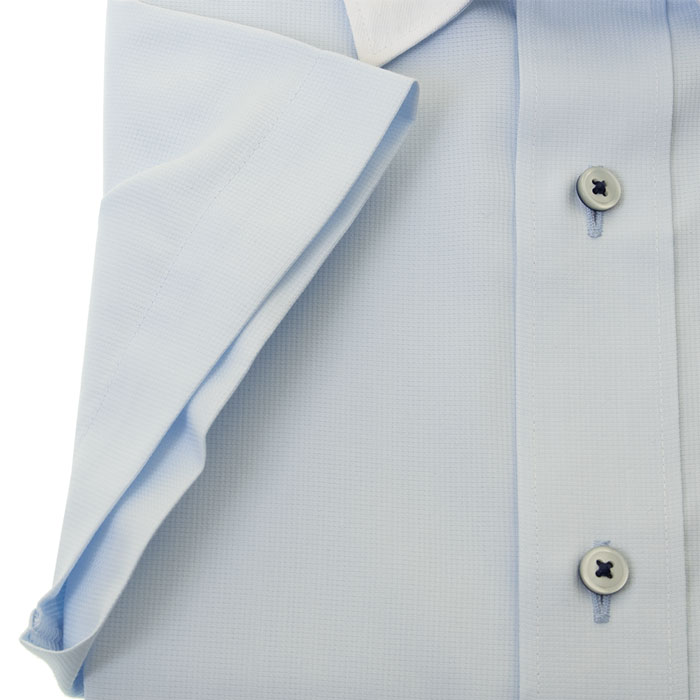 半袖ワイシャツ ブルー ドビー フラボノ エバーフィール SHIRT HOUSE・ブルーレーベル