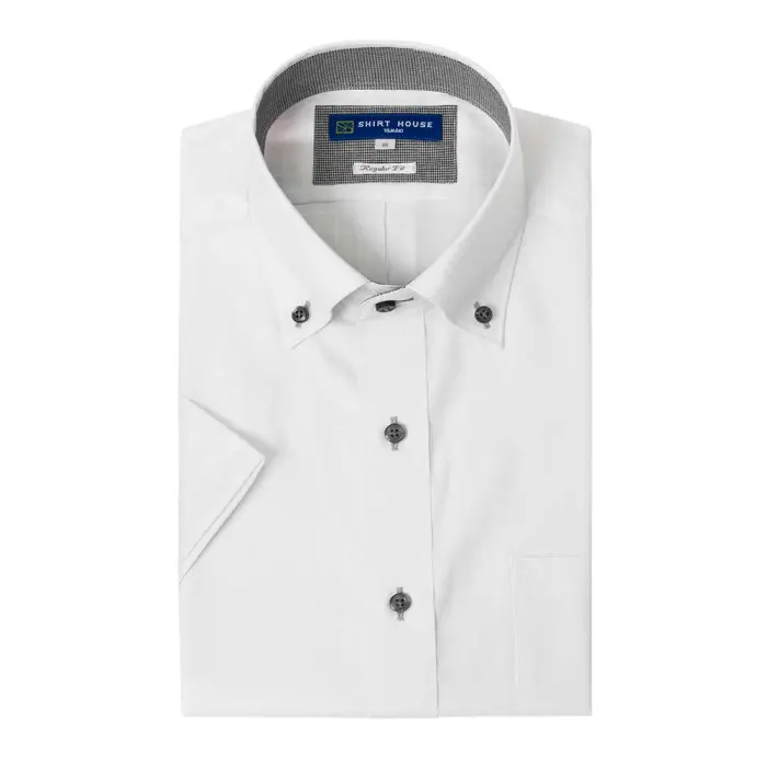 ワイシャツ 形態安定 半袖シャツ 吸水速乾 消臭 透け防止 ホワイト ドビー ボタンダウン 表前立て レギュラーフィット 半袖 メンズ Yシャツ
