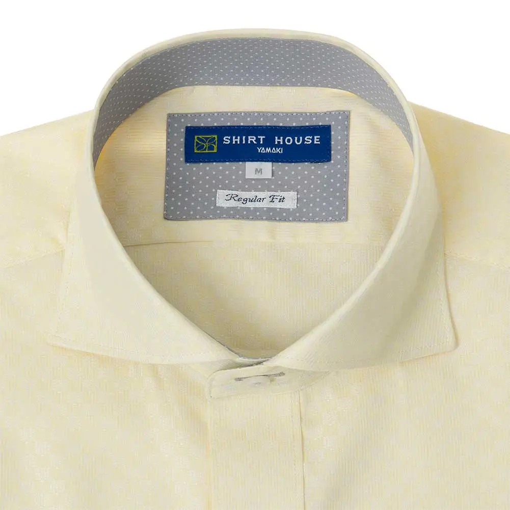 半袖ワイシャツ チェック イエロー ドビー 消臭 吸水速乾 フラボノ エバーフィール SHIRT HOUSE・ブルーレーベル
