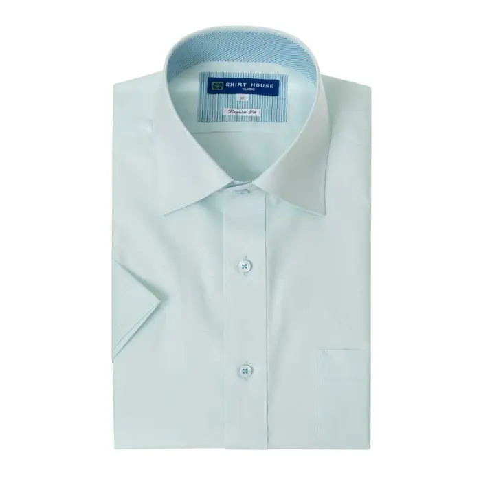 ワイシャツ 形態安定 半袖シャツ 消臭 吸水速乾 ミント ワイドカラー レギュラーフィット 表前立て 半袖 メンズ Yシャツ