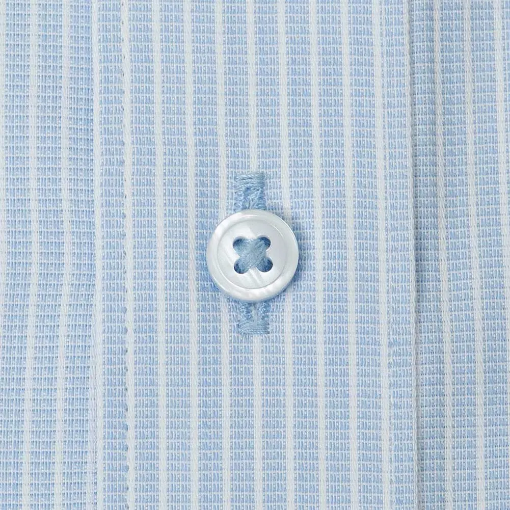 半袖ワイシャツ ストライプ ブルー ドビー 消臭 吸水速乾 フラボノ エバーフィール SHIRT HOUSE・ブルーレーベル