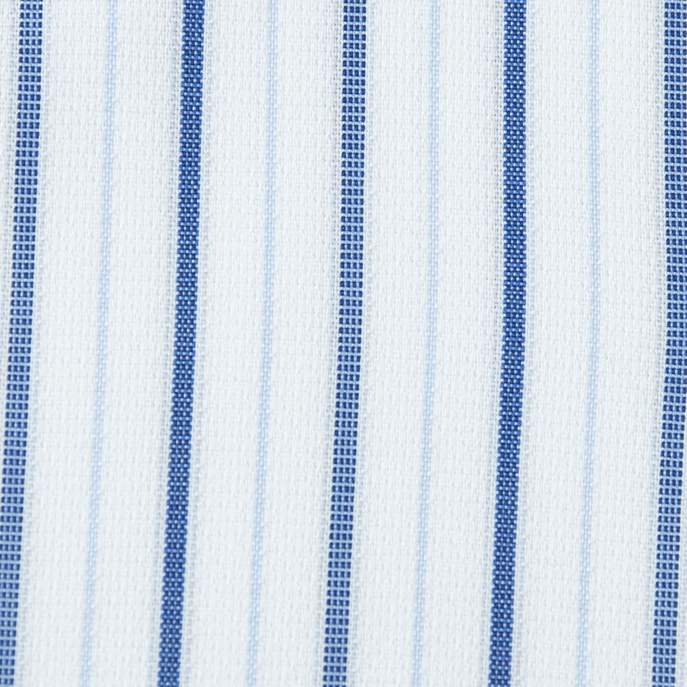 半袖ワイシャツ スリムフィット ストライプ ブルー 吸水速乾 フラボノ エバーフィール SHIRT HOUSE・ブルーレーベル