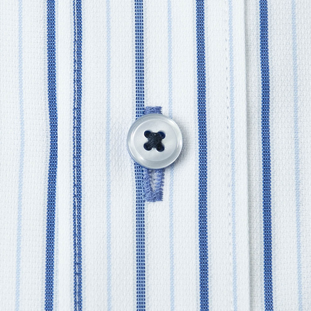 半袖ワイシャツ スリムフィット ストライプ ブルー 吸水速乾 フラボノ エバーフィール SHIRT HOUSE・ブルーレーベル