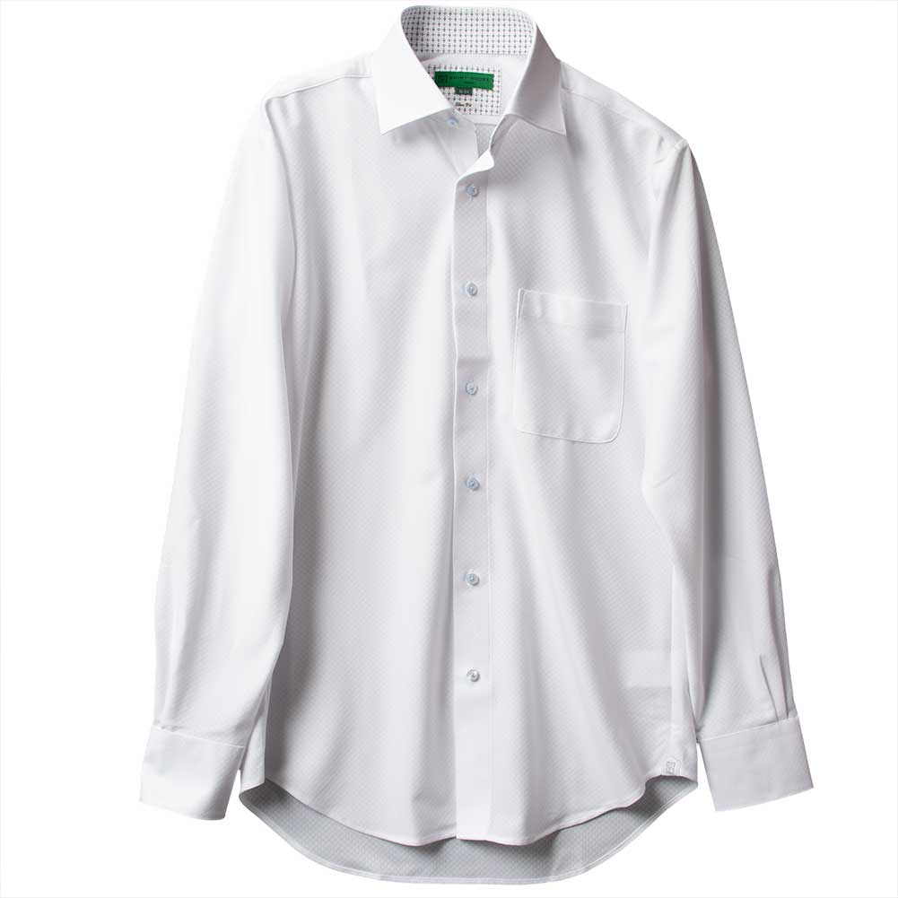 ニットシャツ(裄詰不可) スリムフィット ホワイト ニット 吸水速乾 SHIRT HOUSE・グリーンレーベル