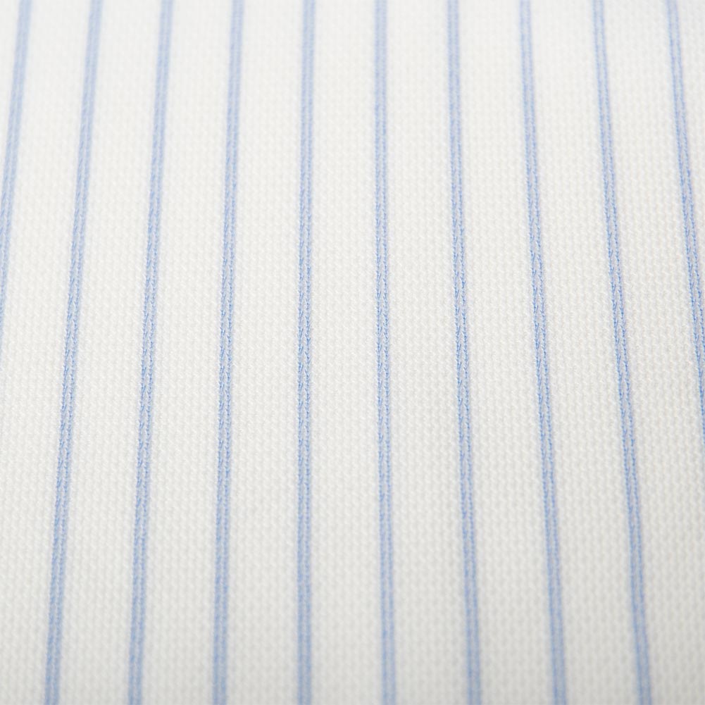 ニットシャツ(裄詰不可) ストライプ ブルー ニット 吸水速乾 SHIRT HOUSE・グリーンレーベル