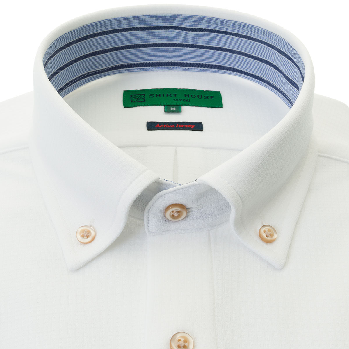 シャツハウス半袖 ニットシャツ(裄詰不可)ボタンダウン ホワイト ワイシャツ