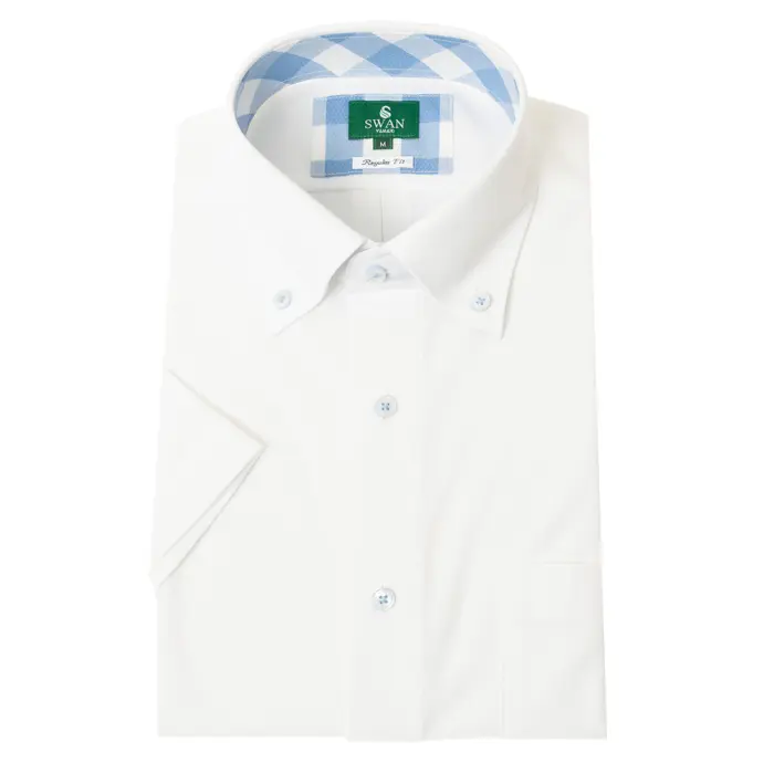 ワイシャツ ニット 半袖 ノーアイロン 消臭 吸汗速乾 ストレッチ 白 ホワイト  ボタンダウンレギュラーフィット 半袖 メンズ Yシャツ