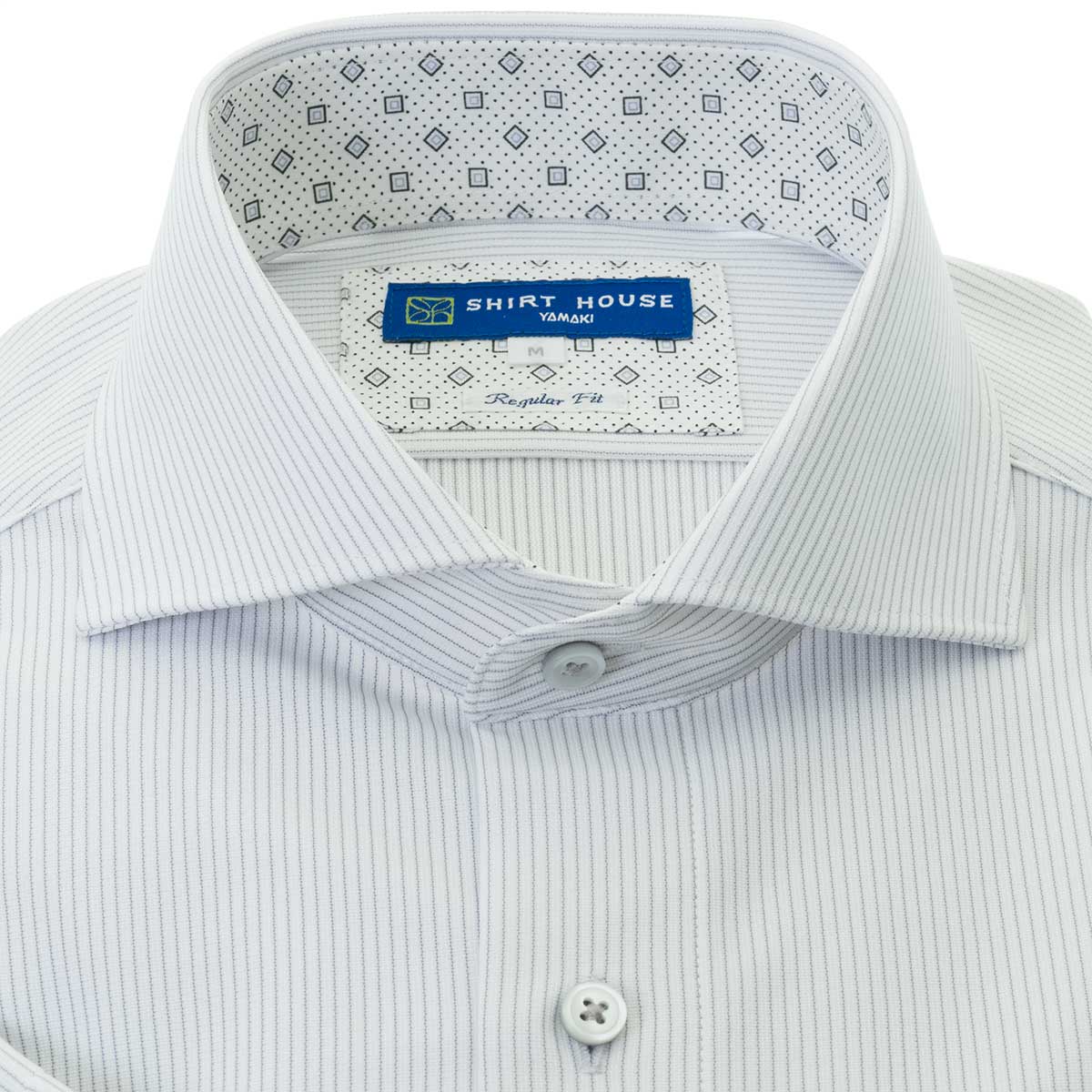 SHIRT HOUSE・ブルーレーベル 半袖 ニットシャツ(裄詰不可)カッタウェイ グレー ワイシャツ